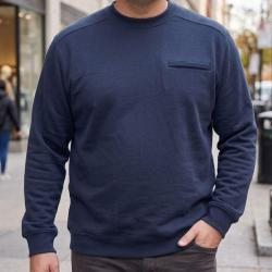 CHALLENGER BULGARE4 Sweat col rond bleu marine sobri&eacute;t&eacute; et finitions soign&eacute;es