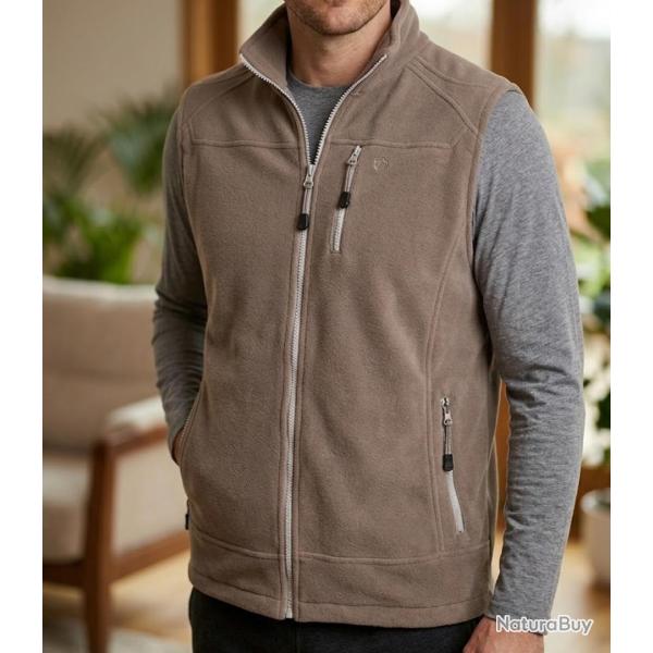 CHALLENGER CHAMBERY2 Gilet sans manches polaire taupe haute protection thermique et aisance totale