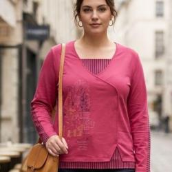 Tunique AXONE DUPLEX2F fuchsia l &eacute;l&eacute;gance du contraste ray&eacute; marine