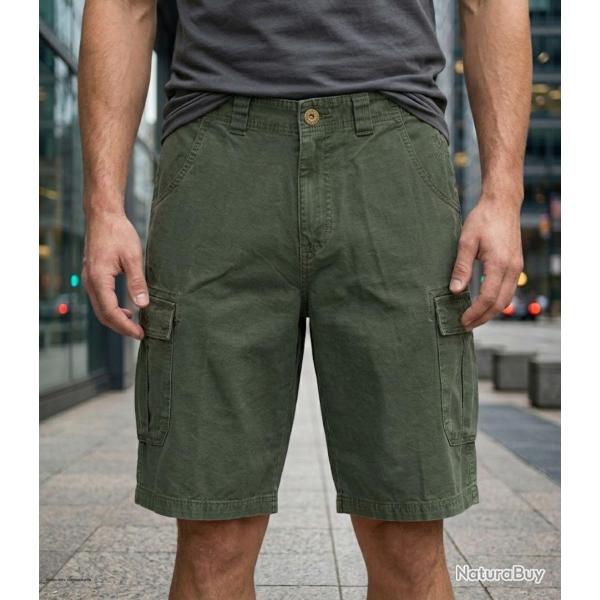 Bermuda homme WINCHESTER IDAHO1 vert olive le short cargo multi poches ultra r�sistant
