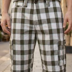 Bermuda homme WINCHESTER IDRA1B blanc &agrave; carreaux le short en coton confortable et styl&eacute;