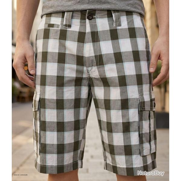 Bermuda homme WINCHESTER IDRA1B blanc � carreaux le short en coton confortable et styl�
