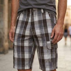 Bermuda homme WINCHESTER ILLOWA2 gris et chocolat le short &agrave; carreaux en coton tout confort