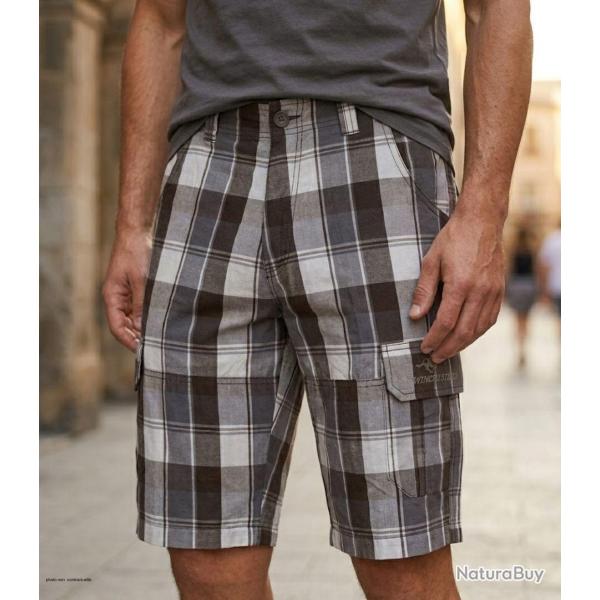 Bermuda homme WINCHESTER ILLOWA2 gris et chocolat le short � carreaux en coton tout confort