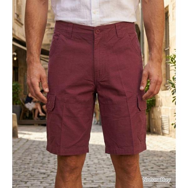 Bermuda WINCHESTER IVANHOE3 uni en coton le short bordeaux chic et fonctionnel pour l �t�