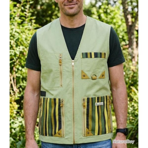 MANOVERDE M02003 Gilet sans manches papyrus et v�g�tal confort en pur coton et poches �tanches