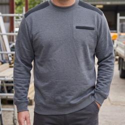 CHALLENGER PARFAIT1 Sweat molleton gris chin&eacute; chaleur 320 g et r&eacute;sistance