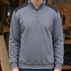 CHALLENGER PIERRO1 Sweat molleton col camionneur zipp&eacute; gris chaleur et r&eacute;sistance optimale