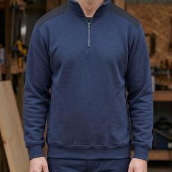 CHALLENGER PIERRO2 Sweat molleton col camionneur bleu chaleur et r&eacute;sistance optimale