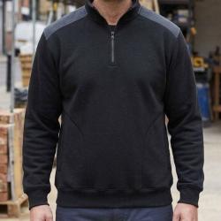 CHALLENGER PIERRO4 Sweat molleton col camionneur noir chaleur et r&eacute;sistance