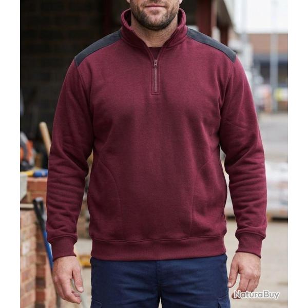 CHALLENGER PIERRO5 -- Sweat molleton col camionneur bordeaux : chaleur et r�sistance 2XL
