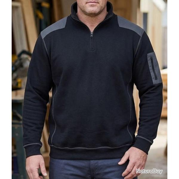 CHALLENGER PRODIGE1 -- Sweat molleton col camionneur noir : chaleur et style technique 3XL