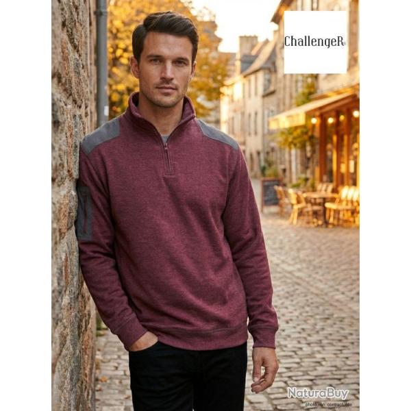 CHALLENGER PRODIGE2 Sweat molleton col camionneur bordeaux chaleur et style technique