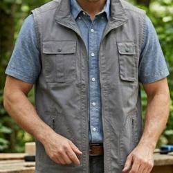 Gilet homme MAYFLOWER SE1022G gris en coton le confort multipoches