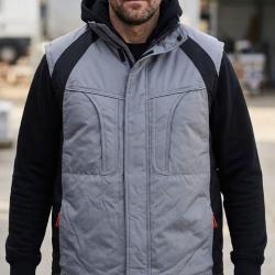 SEDETEX SH1138G Gilet sans manches gris et noir protection imperm&eacute;able et visibilit&eacute; accrue