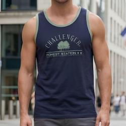 CHALLENGER SORGO2 - D&eacute;bardeur marine pour homme en pur coton avec s&eacute;rigraphie : le style sportswear 