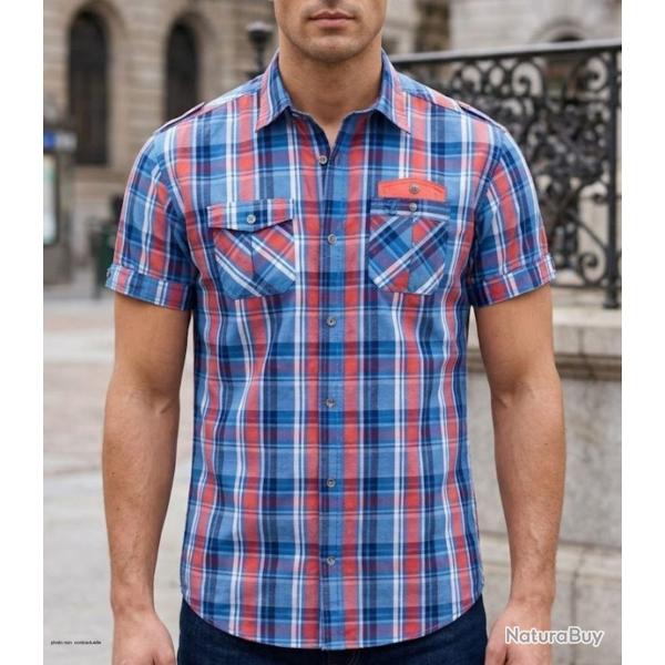 Chemise manches courtes WINCHESTER TAMPA2 le confort du pur coton aux finitions contrast�es �l�gante