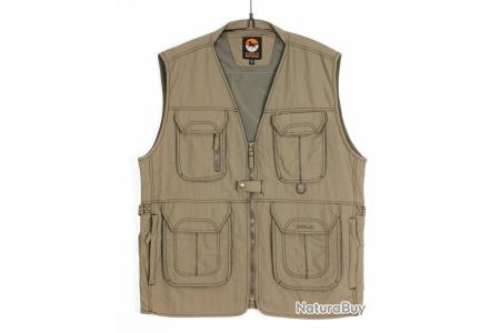 Gilet de Pêche Homme Cargo Militaire en Maille Multi-Poches Extérieur