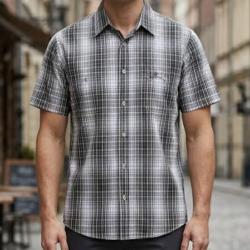 Chemise manches courtes Winchester WE1215E en coton fils teints Beige et Kaki