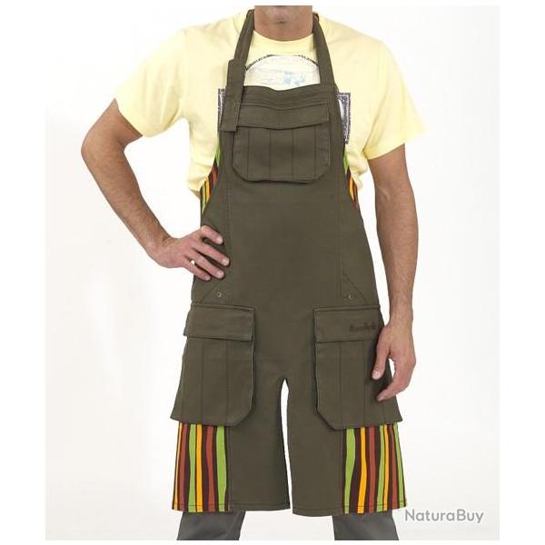 Tablier Jardin Coton Marron - Multipoches & Coupe Fendue