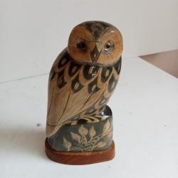 statuette en bois hiboux hauteur 14 cm x 8 cm