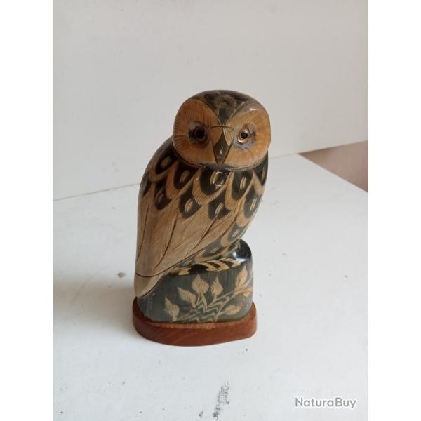 statuette en bois hiboux hauteur 14 cm x 8 cm
