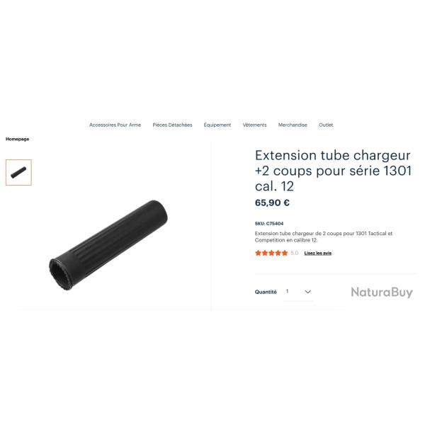 Extension tube chargeur +2 coups pour s�rie 1301 cal. 12