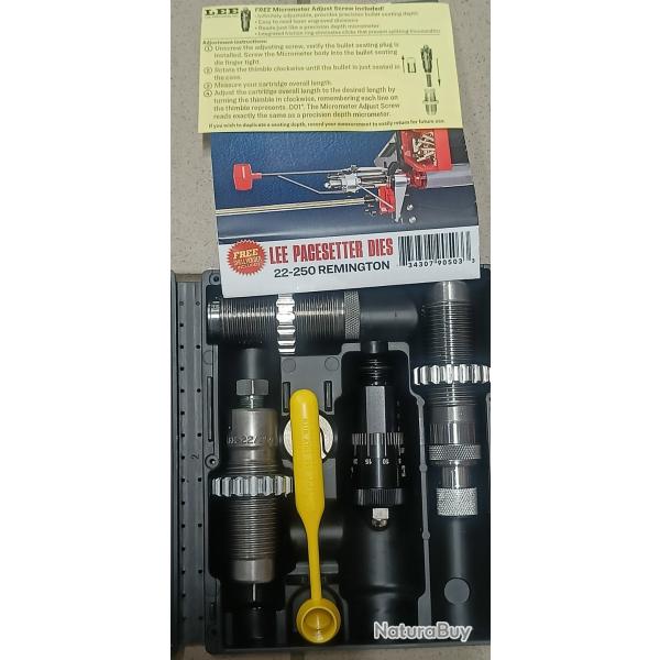 jeu d'outil Lee 22/250 - 22 / 250 22-250 remington  avec si�geur microm�trique 090503 90503