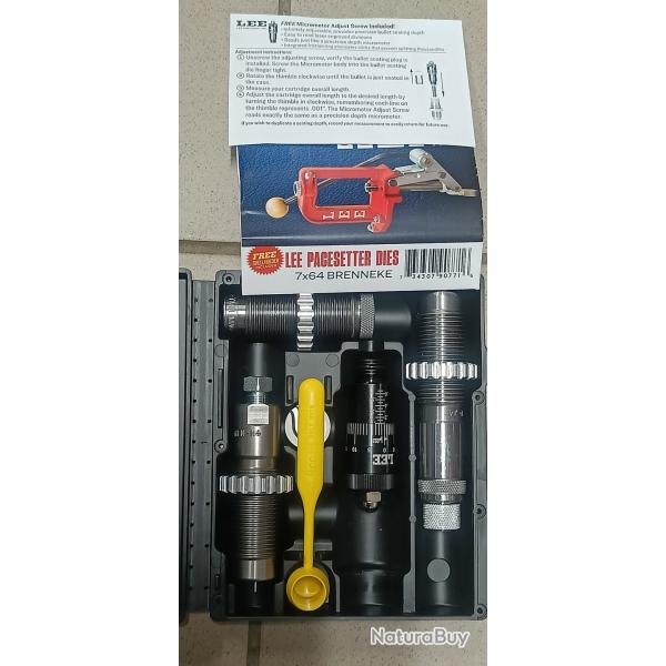 Jeu d'outils Lee calibre 7x64 brenneke  avec si�geur microm�trique 090771