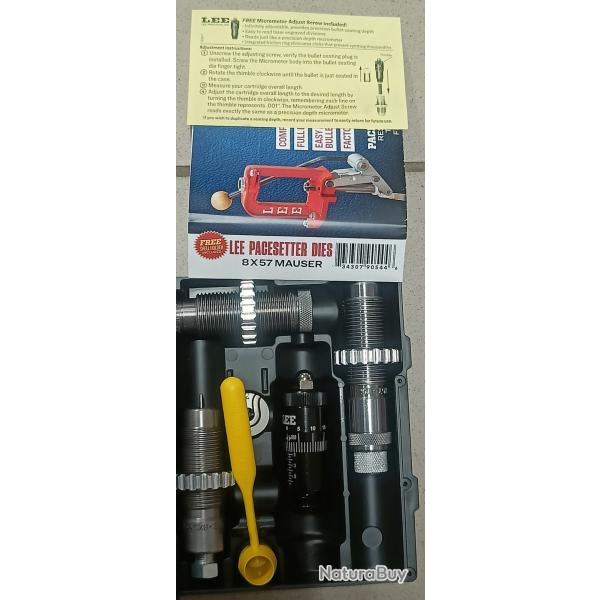 Jeu d'outils Lee calibre 8X57 MAUSER complet  avec si�geur microm�trique 90544