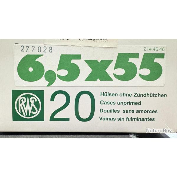 Douilles RWS calibre 6.5x55 x20