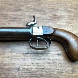 Pistolet &agrave; coffre double canons &agrave; percussion 14mm