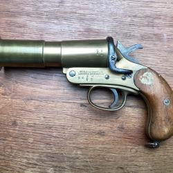 Pistolet LANCE FUS&Eacute;E TROMBLON&Eacute; WEBLEY & SCOTT LONDON & BIRMINGHAM MARK 3