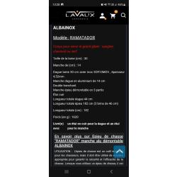 &Eacute;pieu de chasse ALBAINOX RAMATADOR - D&eacute;montable 3 brins - 182 cm