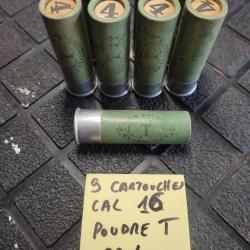 9 CARTOUCHES CALIBRE 16  - POUDRE T