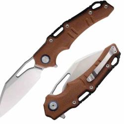 Couteau Rough Ryder Lame Acier D2 Satin Manche Micarta Brun Linerlock RR2611