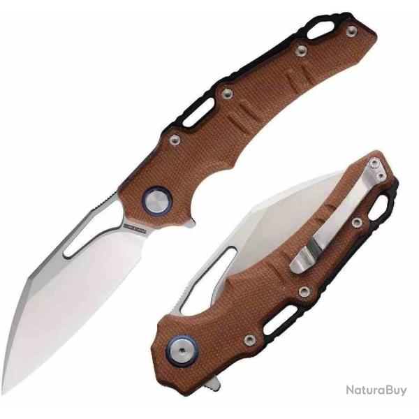 Couteau Rough Ryder Lame Acier D2 Satin Manche Micarta Brun Linerlock RR2611