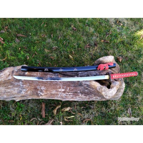 NOUVEAU KATANA ROUGE  MARU V�RITABLE SABRE FORG� A LA MAIN EN ACIER 1095 LAME  AIGUIS�E