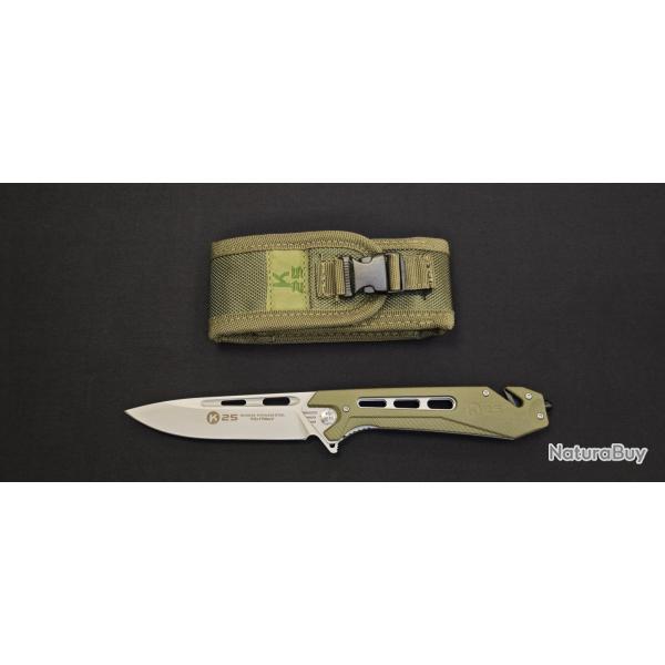 K25 Couteau tactique pliant 25243 S�rie X G10 vert lame 10,5 cm CNC