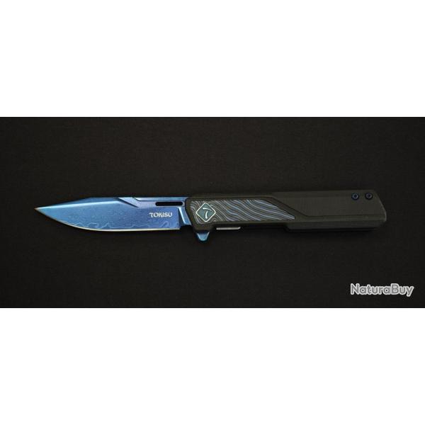Tokisu 25020 Couteau pliant G10 Damas manche titane