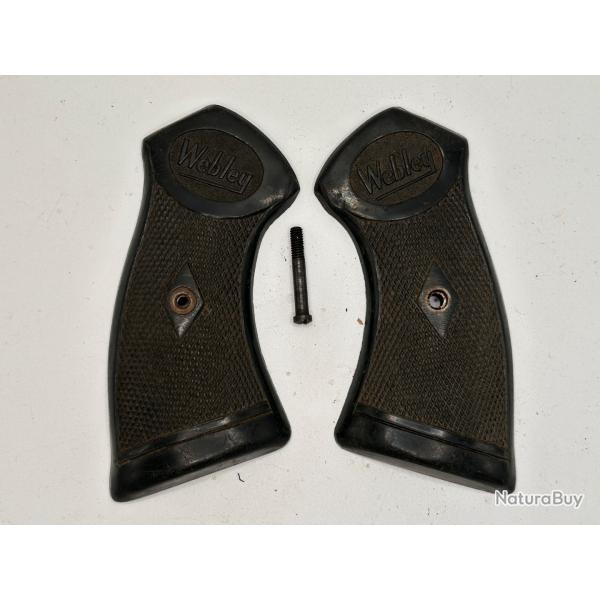PAIRE DE PLAQUETTES ORIGINALES DE REVOLVER WELBLEY MKIV
