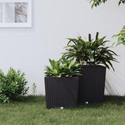 Jardini&egrave;re et int&eacute;rieur amovible anthracite 21 /32 L rotin PP