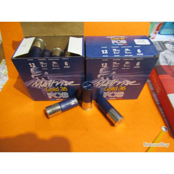 50 cartouches FOB maitrise GOLD 36 cal 12/70  en N� 6 dor�