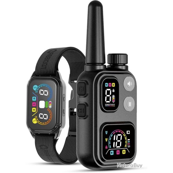 Collier Dressage Chien Anti Aboiement 4 Modes �tanche IPX7 Port�e 1500m Verrou Lumi�re 151 Niveaux