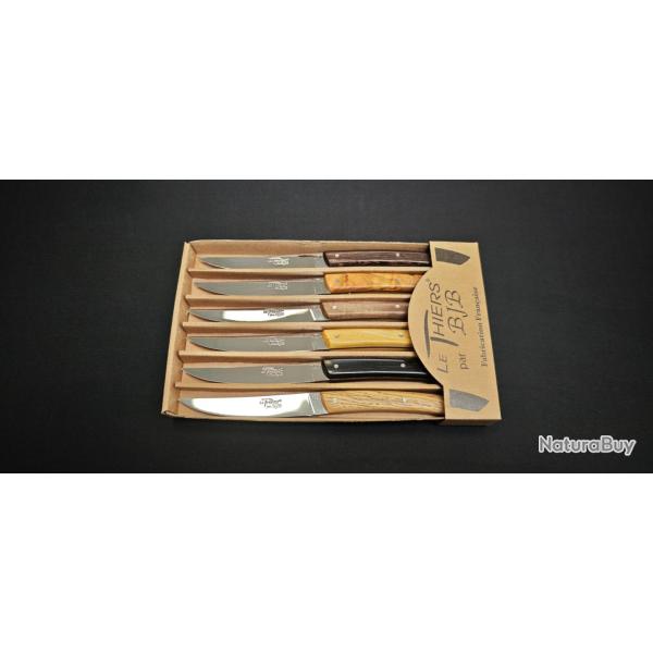 Le Thiers par BJB / BJB.1039 - Coffret 6 couteaux de table bois assortis - lame inox