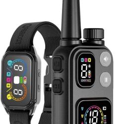 Collier Dressage Chien 151 Niveaux Anti Aboiement 4 Modes &Eacute;tanche IPX7 Port&eacute;e 1500m Verrou Lumi&egrave;re