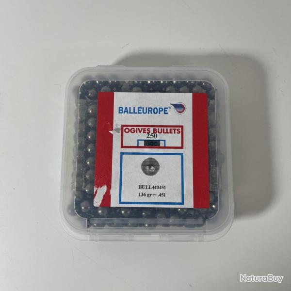 Ogives bille plomb Balleurope calibre 44 .451 x250