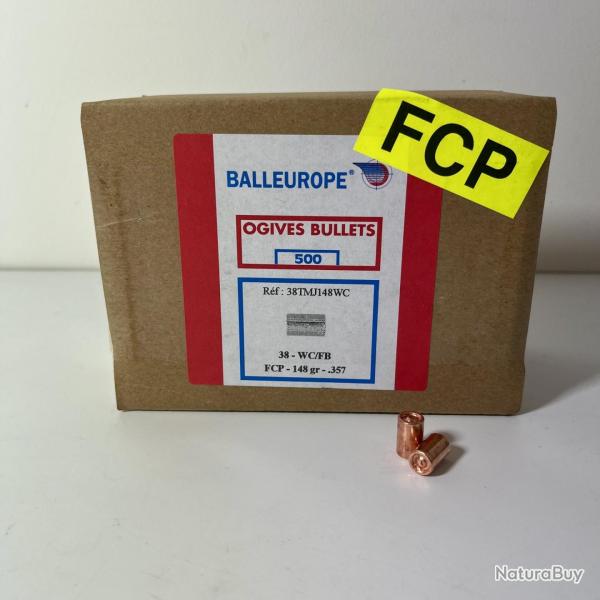 Ogives Balleurope Plomb Cuivr�es FCP 38 WC/FB 148gr .357 x500