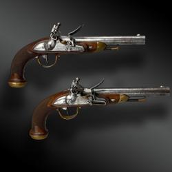 PAIRE DE PISTOLETS D'OFFICIER MOD&Egrave;LE 1816 - P&Eacute;RIODE RESTAURATION FRANCE XIX&Egrave;ME SI&Egrave;CLE