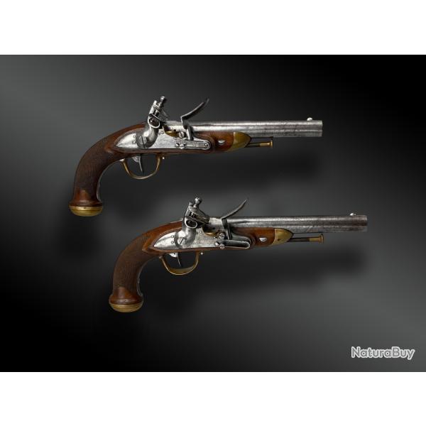 PAIRE DE PISTOLETS D'OFFICIER MOD�LE 1816 - P�RIODE RESTAURATION FRANCE XIX�ME SI�CLE